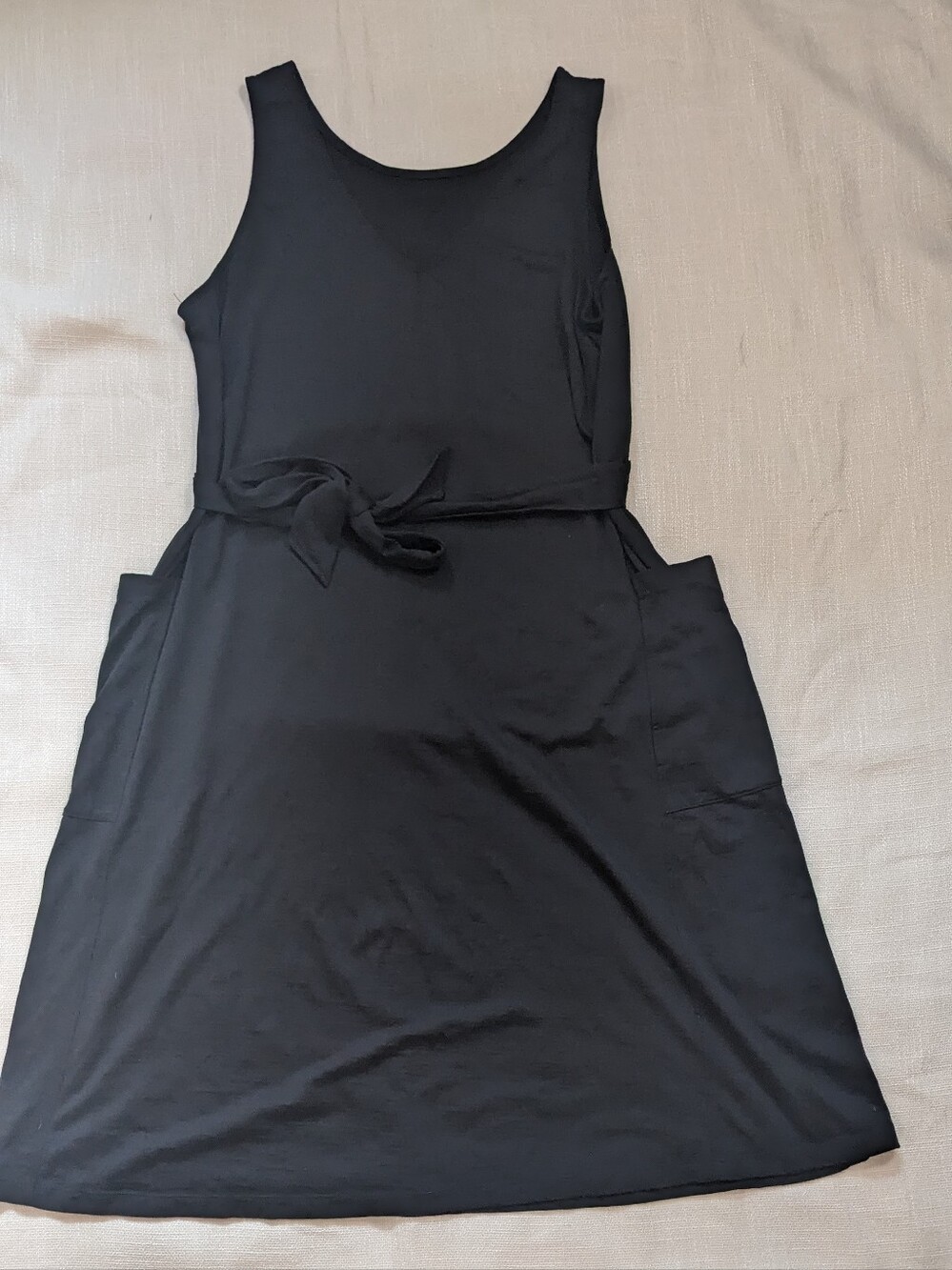 Wool& Summer Sleeveless Tie-Waist Dress with Pockets Reversible Sz L